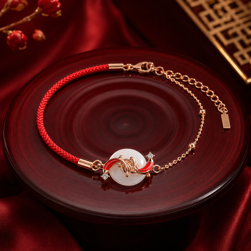 Amuleto da Abundância 双鱼 - pulseira amuleto Ruvi com Peixes Duplos da tradição chinesa