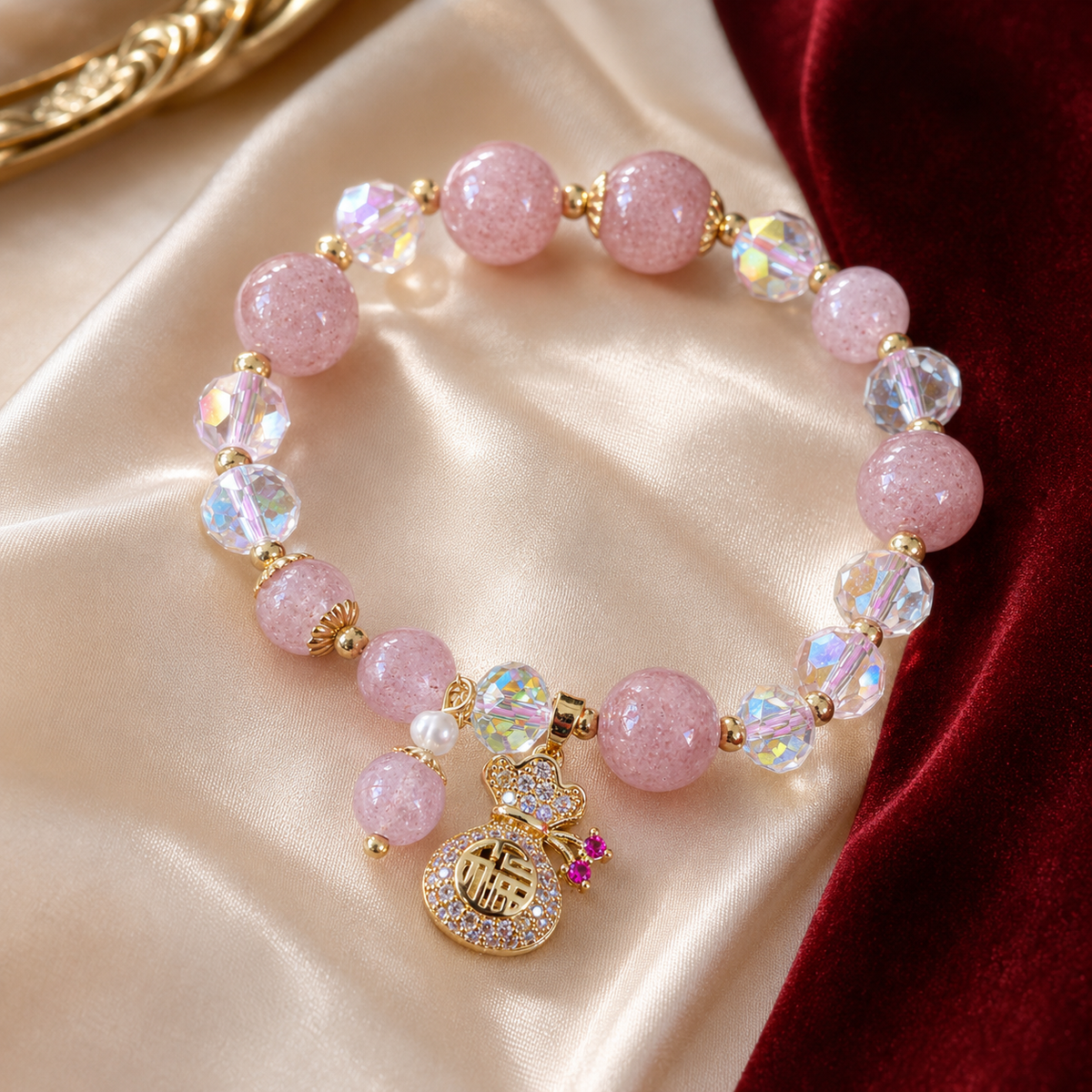 Amuleto da Bolsa da Recompensa 福 - pulseira amuleto Ruvi da tradição chinesa