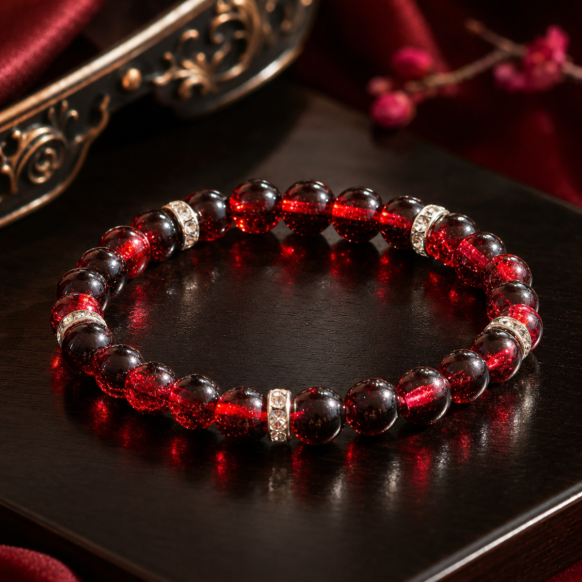 Amuleto da Força Interior - pulseira amuleto Ruvi em tons de vinho