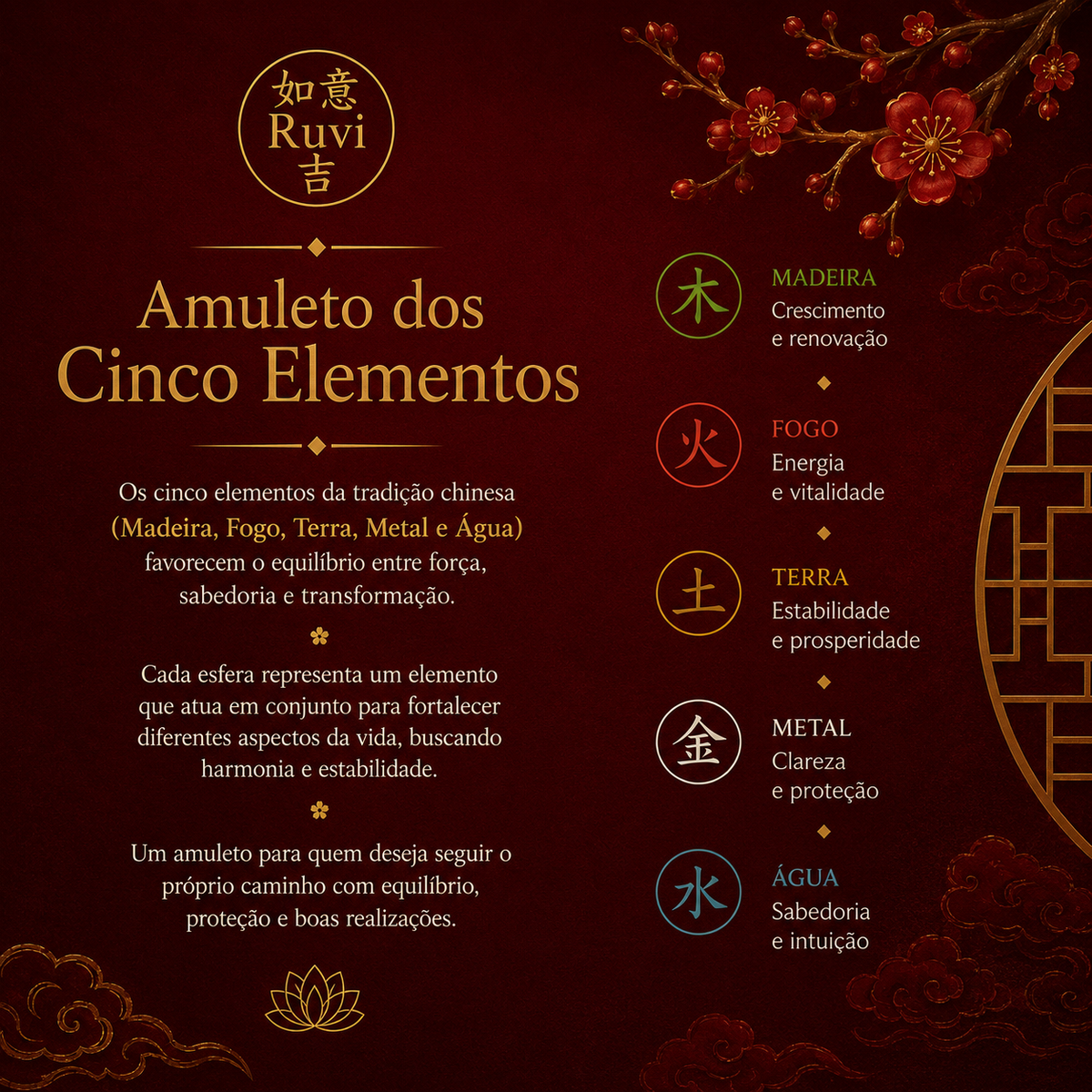 Amuleto dos Cinco Elementos - detalhe