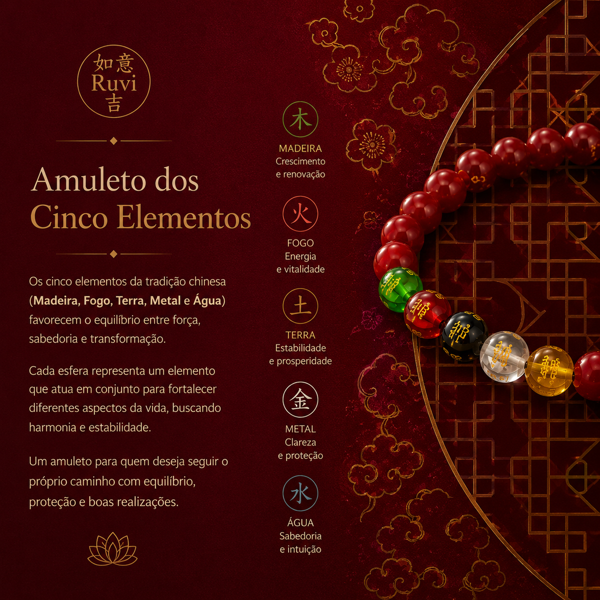 Amuleto dos Cinco Elementos - detalhe