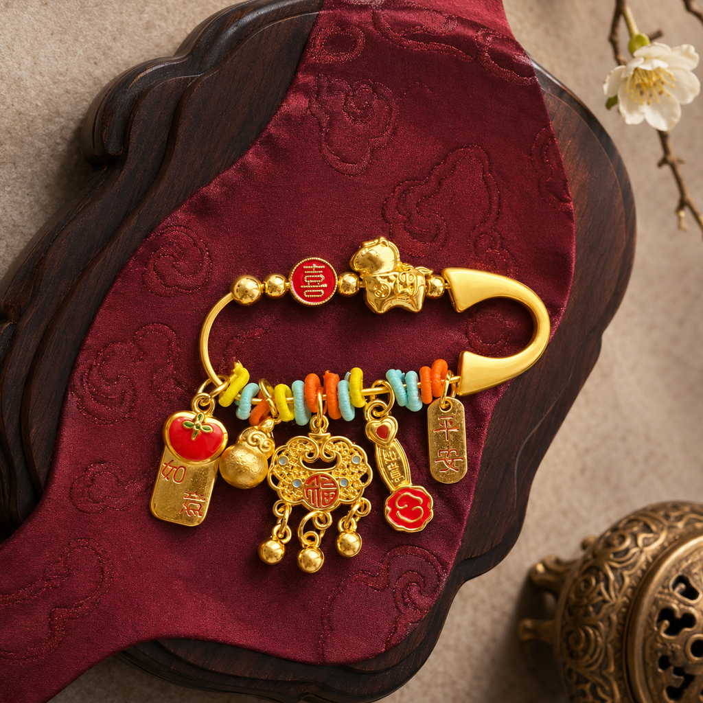 Amuleto Ruvi Pei da Plenitude 福 - broche amuleto chinês Ruvi