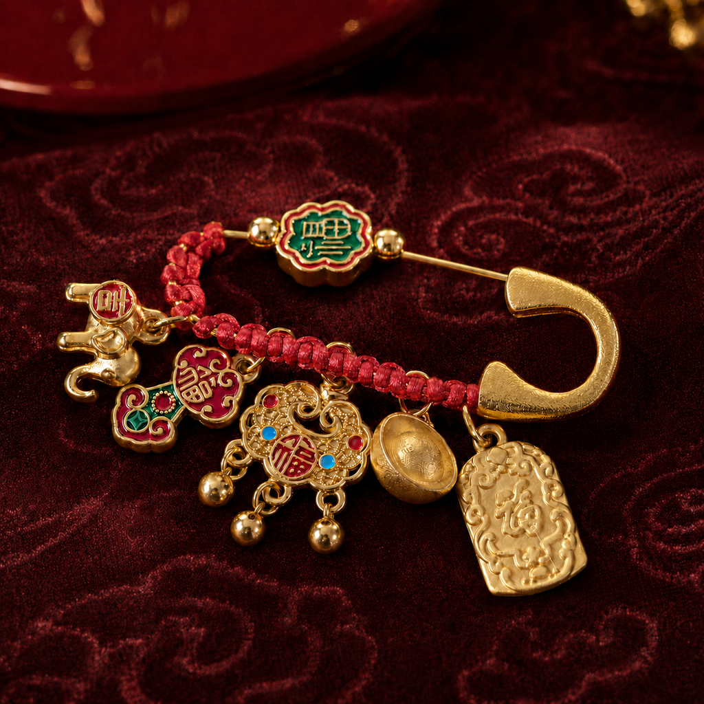 Amuleto Ruvi Pei da Fortuna 财 - broche amuleto da riqueza Ruvi