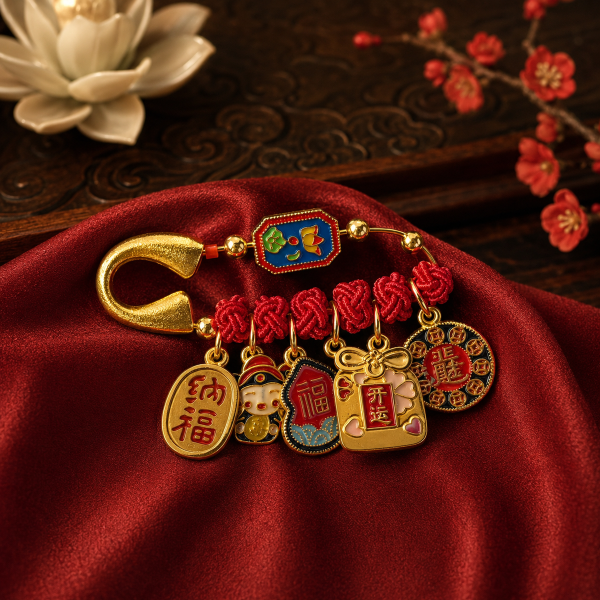 Amuleto Ruvi Pei dos Bons Ganhos 财神 - broche amuleto chinês Ruvi