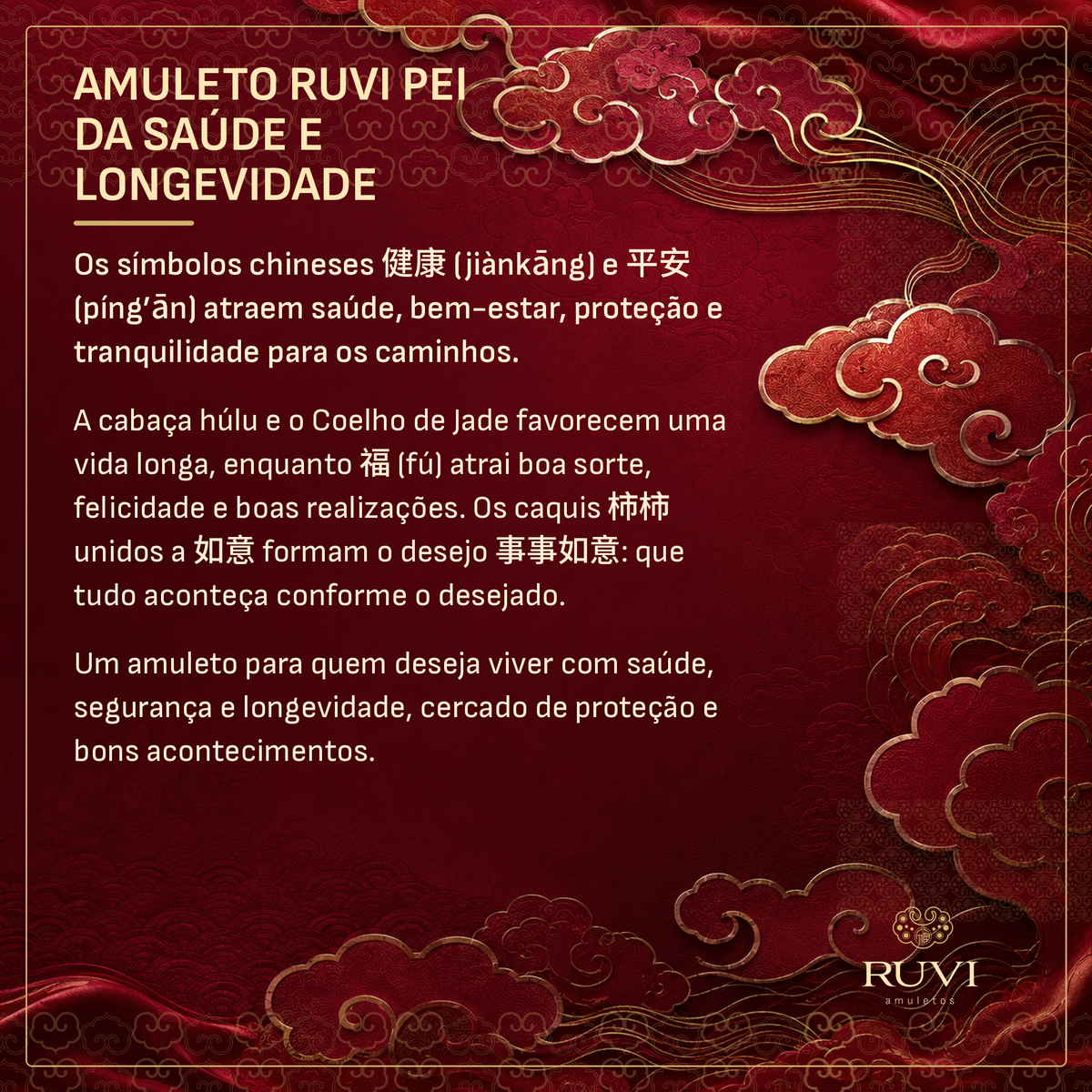 Amuleto Ruvi Pei da Saúde e Longevidade - caquis 柿柿 e 如意 em detalhe