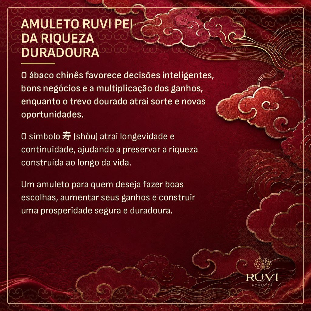 Amuleto Ruvi Pei da Riqueza Duradoura - detalhe do símbolo 寿