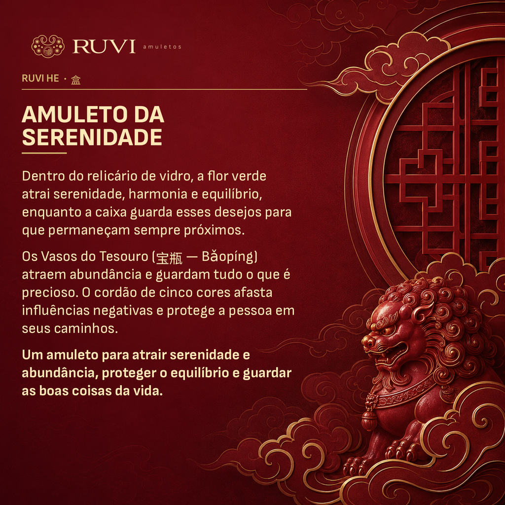 Amuleto Ruvi He da Serenidade e da Paz - cordão de cinco cores